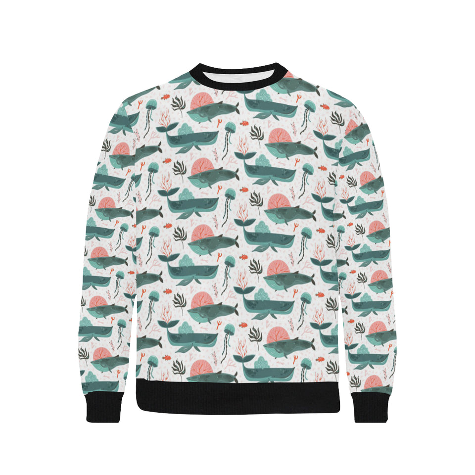 Whale Jelly Fish Pattern Men's Crew Neck Sweatshirt