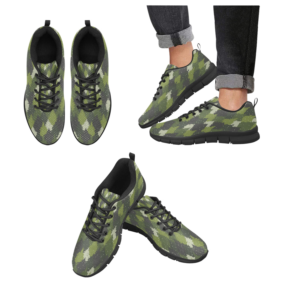 Christmas Tree Camo Pattern Men's Sneakers Black