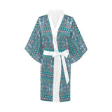 Mermaid Pattern Ethnic Motifs Women's Short Kimono Robe