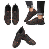 Orange Cobweb Spider Web Pattern Men's Sneakers Black