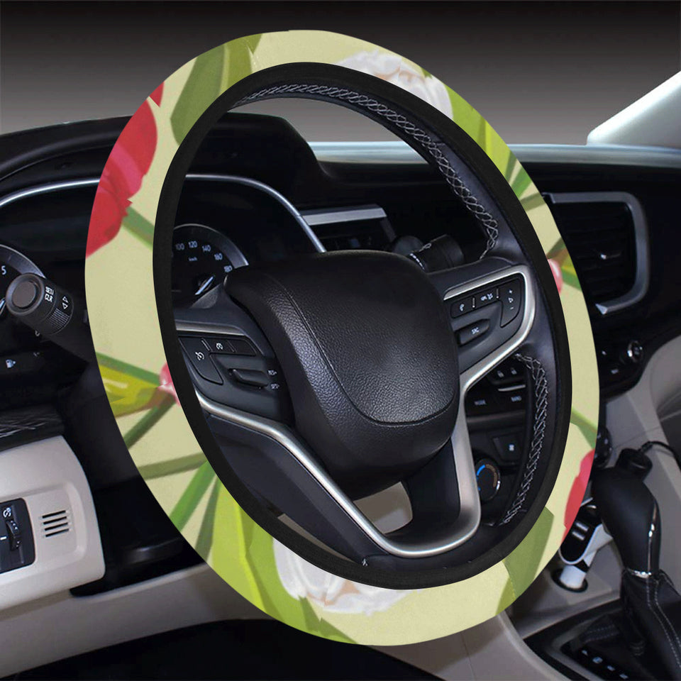 Colorful Tulip Pattern Car Steering Wheel Cover
