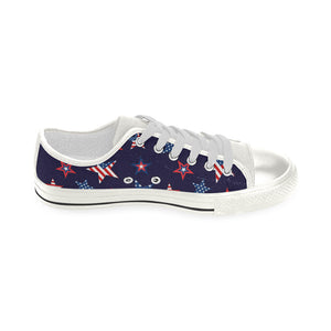 USA Star Pattern Theme Women's Low Top Canvas Shoes White