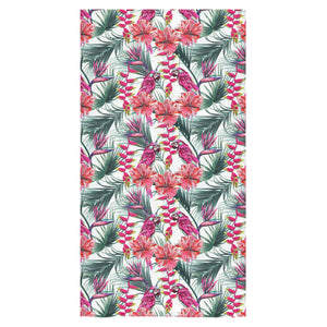 Pink Parrot Heliconia Pattern Bath Towel