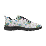 Peacock Pink Flower Pattern Men's Sneakers Black