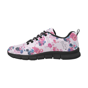 Flamingo Pink Pattern Men's Sneakers Black