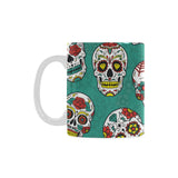 Suger Skull Pattern Green Background Classical White Mug (FulFilled In US)