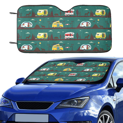 Camper Van Pattern Print Design 03 Car Sun Shade