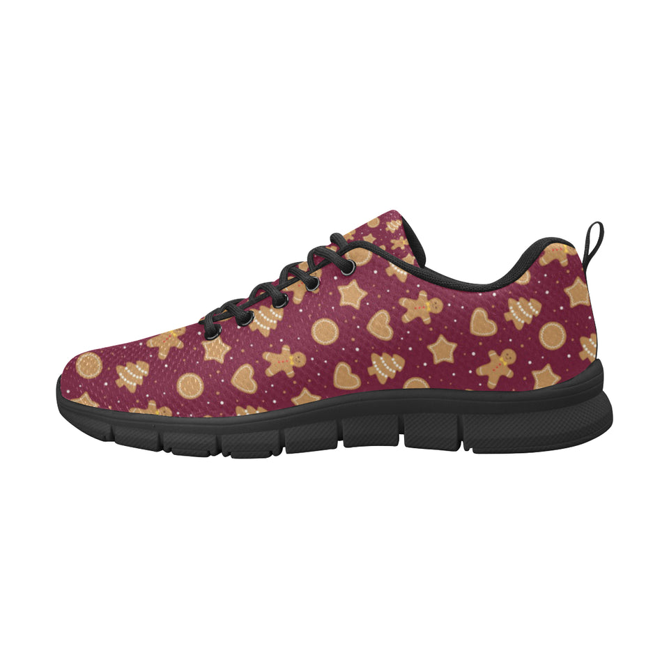 Christmas Ginger Cookie Pattern Background Men's Sneakers Black