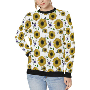 Sunflower Pattern Background Women's Crew Neck Sweatshirt