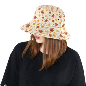 Red and Orange Maple Leaves Pattern Unisex Bucket Hat