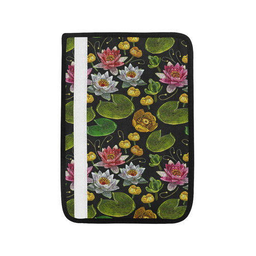 Lotus Waterlily Flower Pattern Background Car Seat Belt Cover