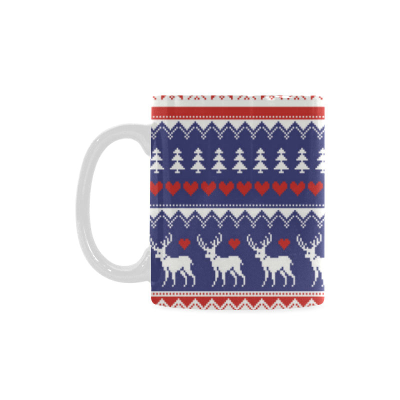 Deer Sweater Printed Pattern Classical White Mug (FulFilled In US)