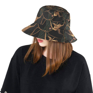 Monkey Pattern Black Background Unisex Bucket Hat