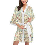 Dragonfly Flower Pattern Women's Short Kimono Robe