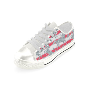 Unicorn Silver Pattern Women's Low Top Canvas Shoes White