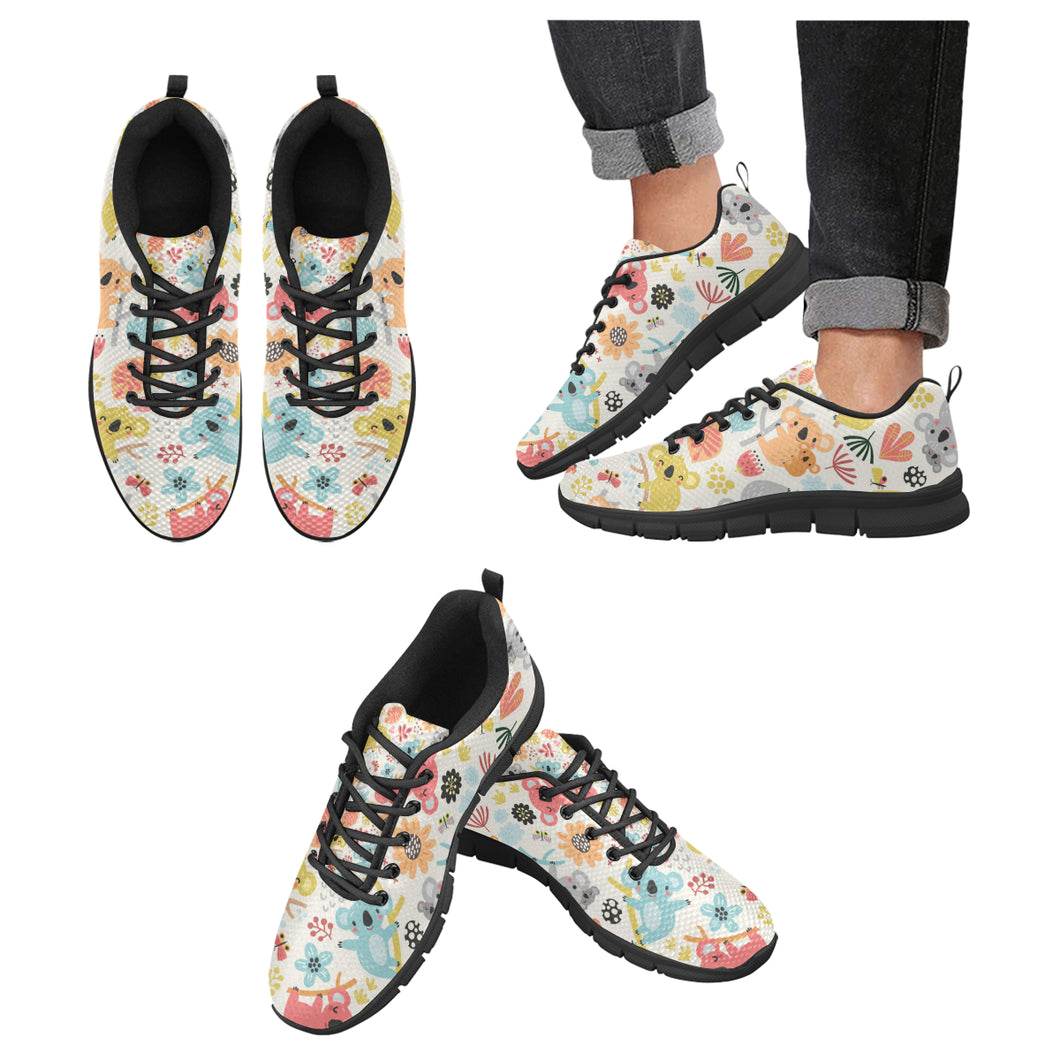 Cute Koala Pattern Men's Sneakers Black