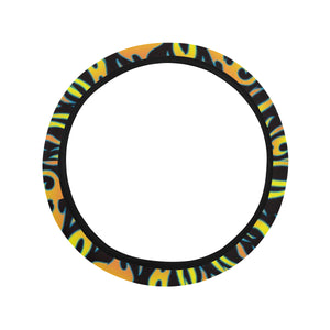 Flame Fire Pattern Background Car Steering Wheel Cover