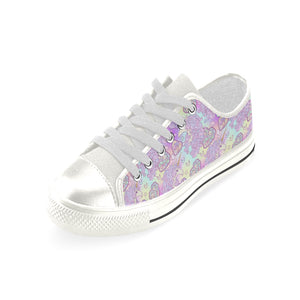 Unicorn Heart Pattern Women's Low Top Canvas Shoes White