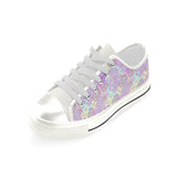 Unicorn Heart Pattern Women's Low Top Canvas Shoes White