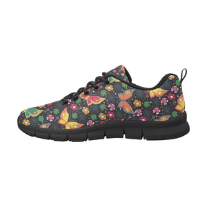 Butterfly Flower Pattern Men's Sneakers Black