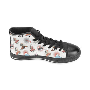 Sushi Japanese Pattern Men's High Top Canvas Shoes Black