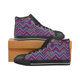 Zigzag Chevron Pokka Dot Aboriginal Pattern Women's High Top Canvas Shoes Black
