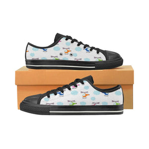 Helicopter Could Pattern Kids' Boys' Girls' Low Top Canvas Shoes Black