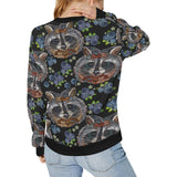 Raccoon Blueburry Pattern Women's Crew Neck Sweatshirt