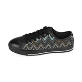 Zigzag Chevron African Afro Dashiki Adinkra Kente Men's Low Top Canvas Shoes Black