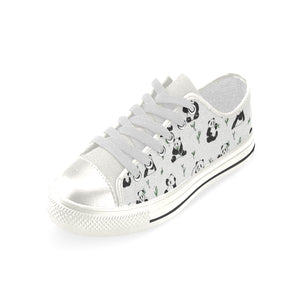 Panda Pattern Background Women's Low Top Canvas Shoes White