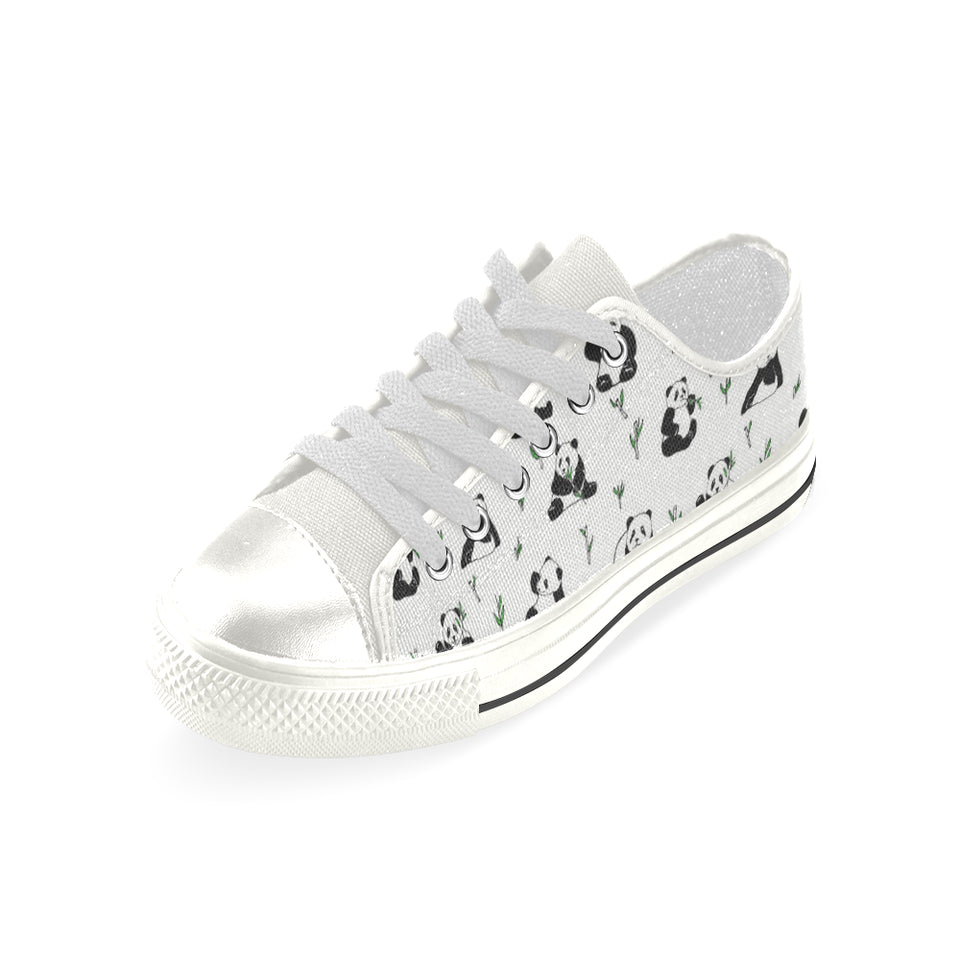 Panda Pattern Background Women's Low Top Canvas Shoes White