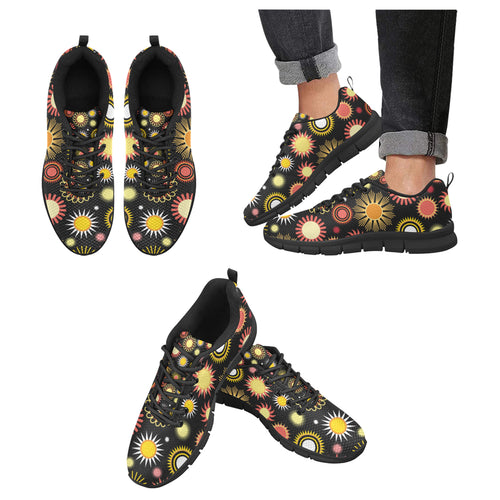 Colorful Sun Pattern Men's Sneakers Black