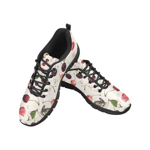 Cherry Flower Butterfly Pattern Men's Sneakers Black