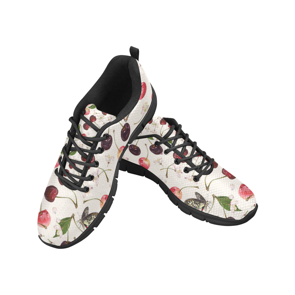 Cherry Flower Butterfly Pattern Men's Sneakers Black