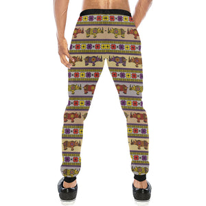 Rhino African Afro Dashiki Adinkra Kente Pattern Unisex Casual Sweatpants