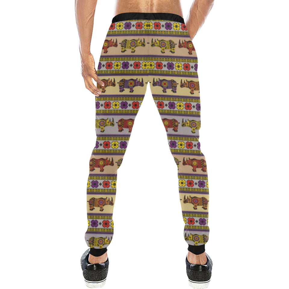 Rhino African Afro Dashiki Adinkra Kente Pattern Unisex Casual Sweatpants