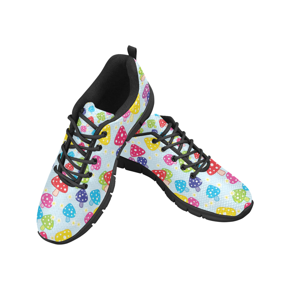 Colorful Mushroom Pattern Men's Sneakers Black