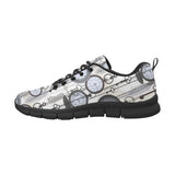 Vintage Clock Pattern Men's Sneakers Black