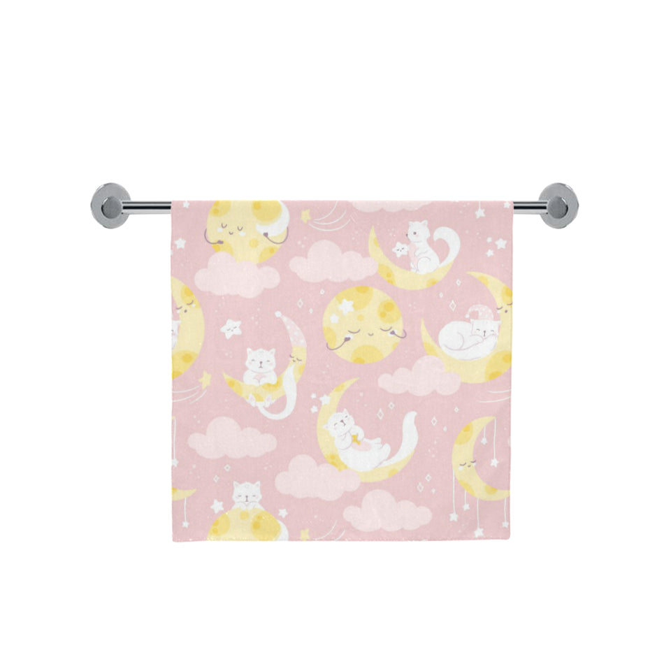 Moon Sleeping Cat Pattern Bath Towel