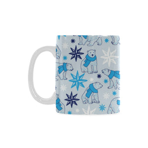Polar Bear Pattern Blue Background Classical White Mug (FulFilled In US)