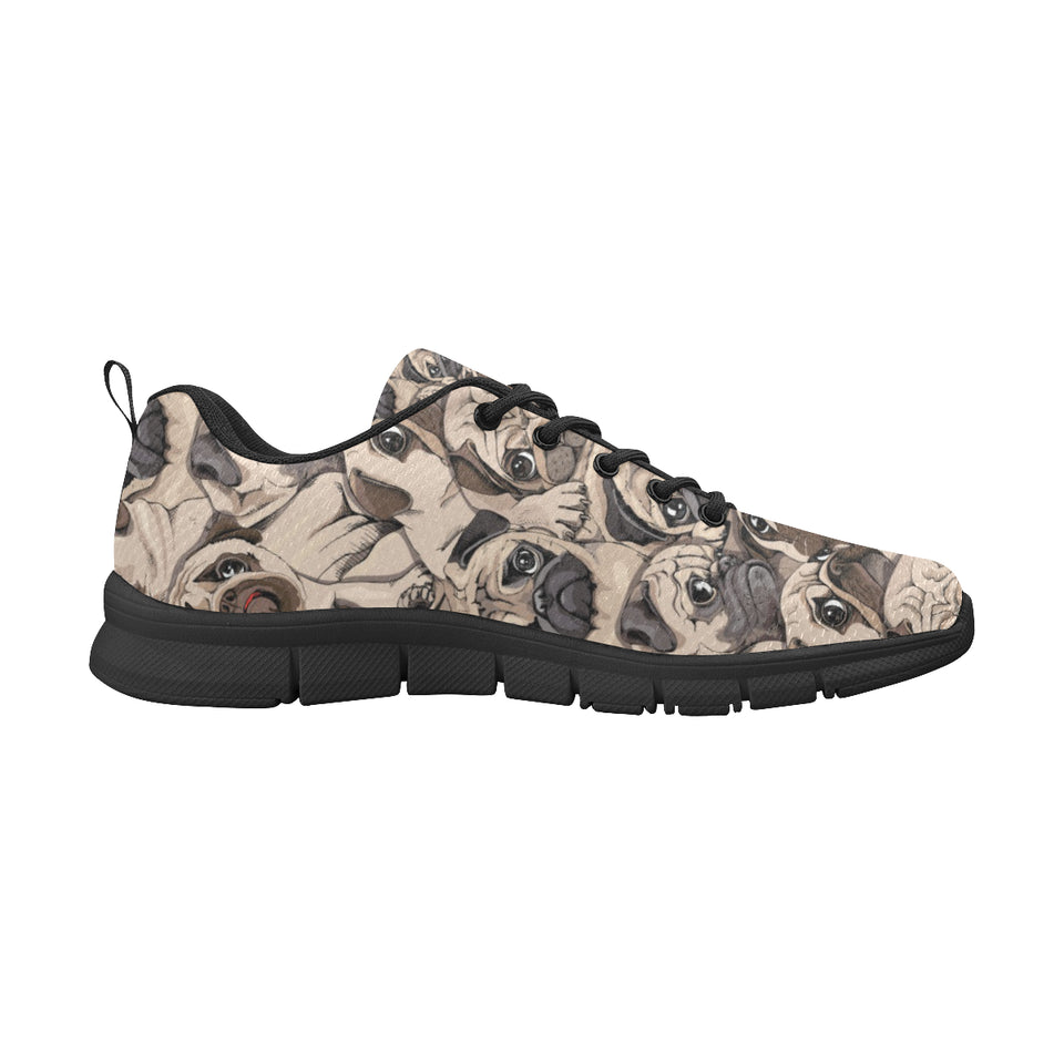 Pug Pattern Background Men's Sneakers Black