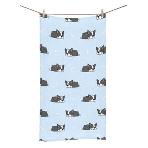 Sleep Boston Terrier Bone Pattern Bath Towel