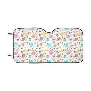 Tea pots Pattern Print Design 05 Car Sun Shade