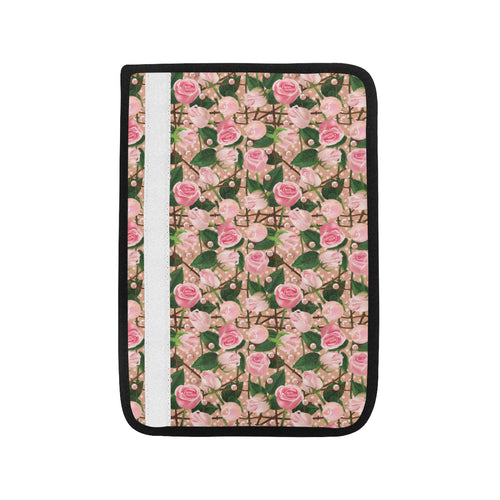 Rose Pattern Print Design 04 Car Seat Belt Cover