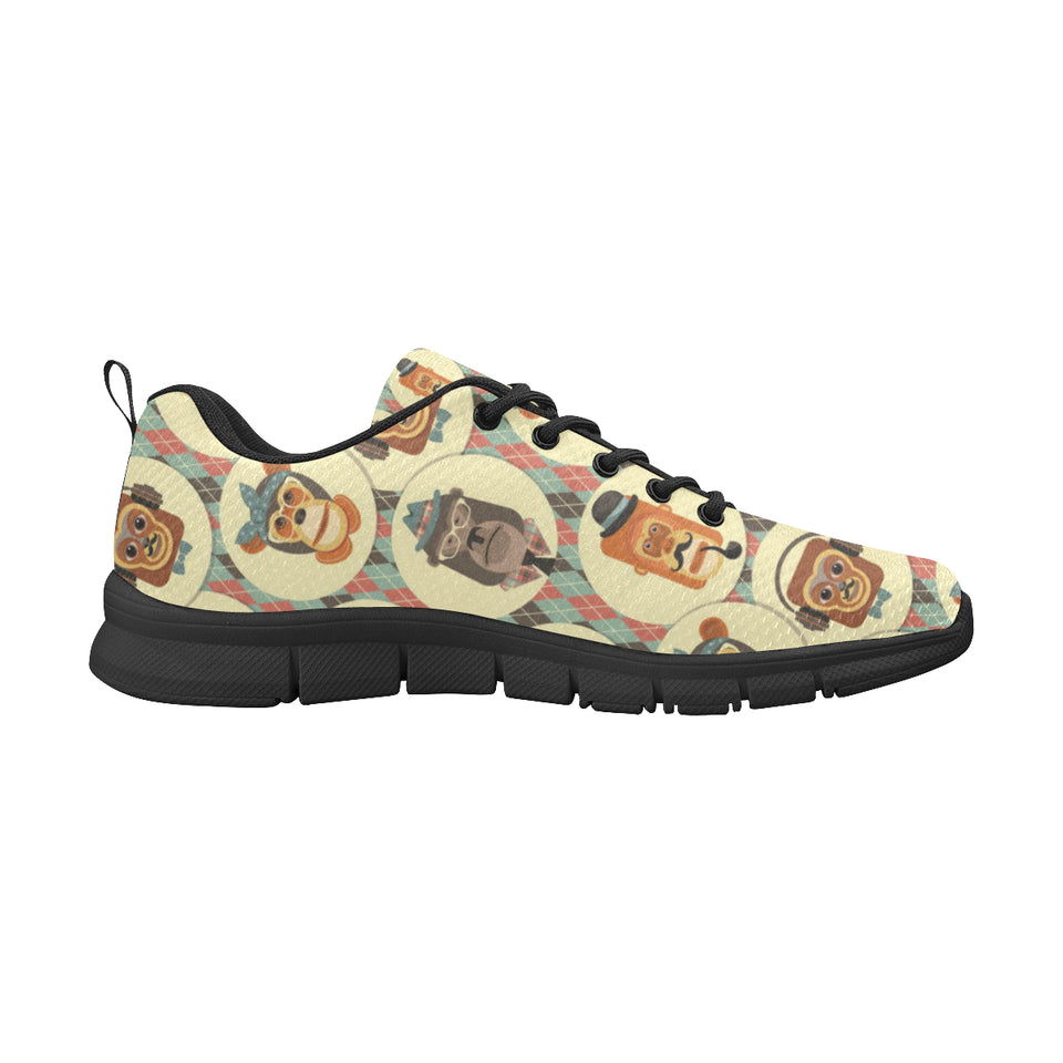 Monkey Pattern Men's Sneakers Black