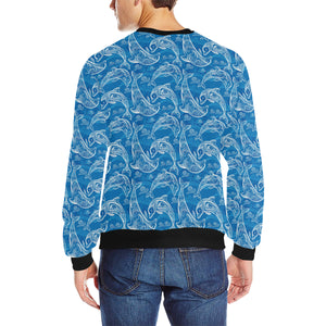 Dolphin Tribal Blue Pattern Men's Crew Neck Sweatshirt