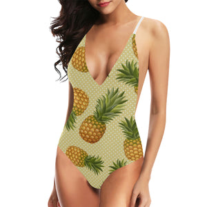 Pineapple Pattern Pokka Dot Background Women's One-Piece Swimsuit