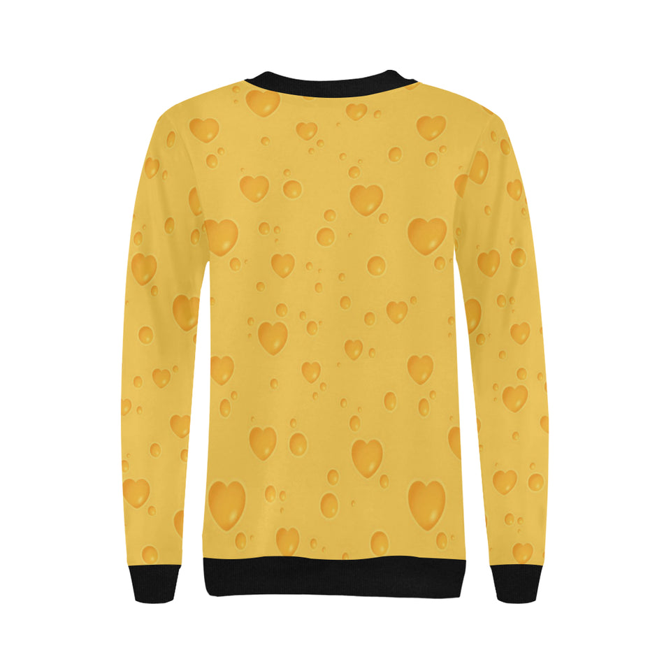Cheese Heart Texture Pattern Women's Crew Neck Sweatshirt