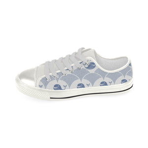 Whale Pattern Women's Low Top Canvas Shoes White