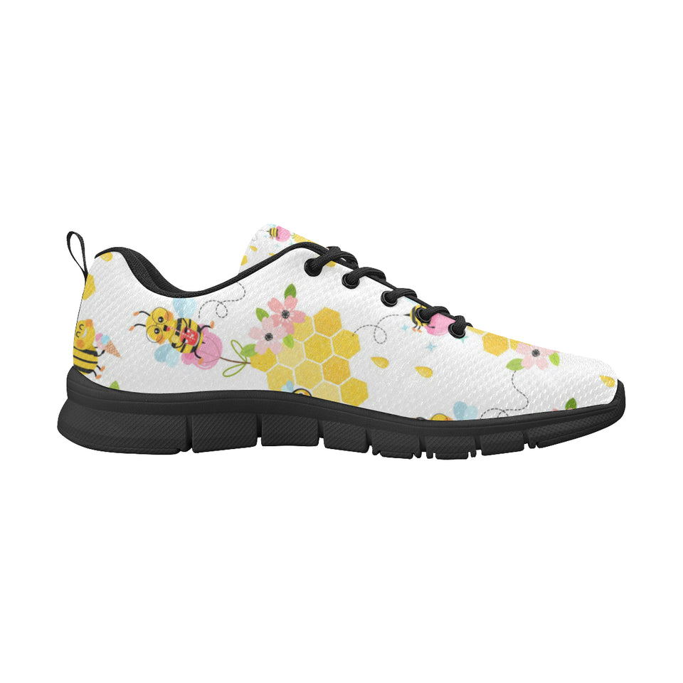 Cute Bee Pattern Men's Sneakers Black